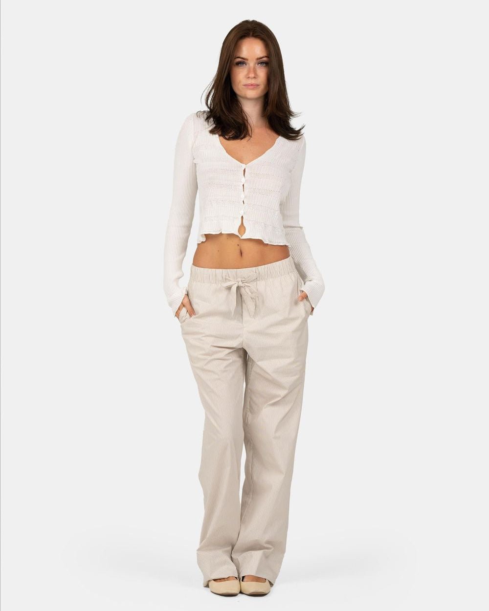 Pyjamas Pants Beige stribet | Skagen - clothing.dk